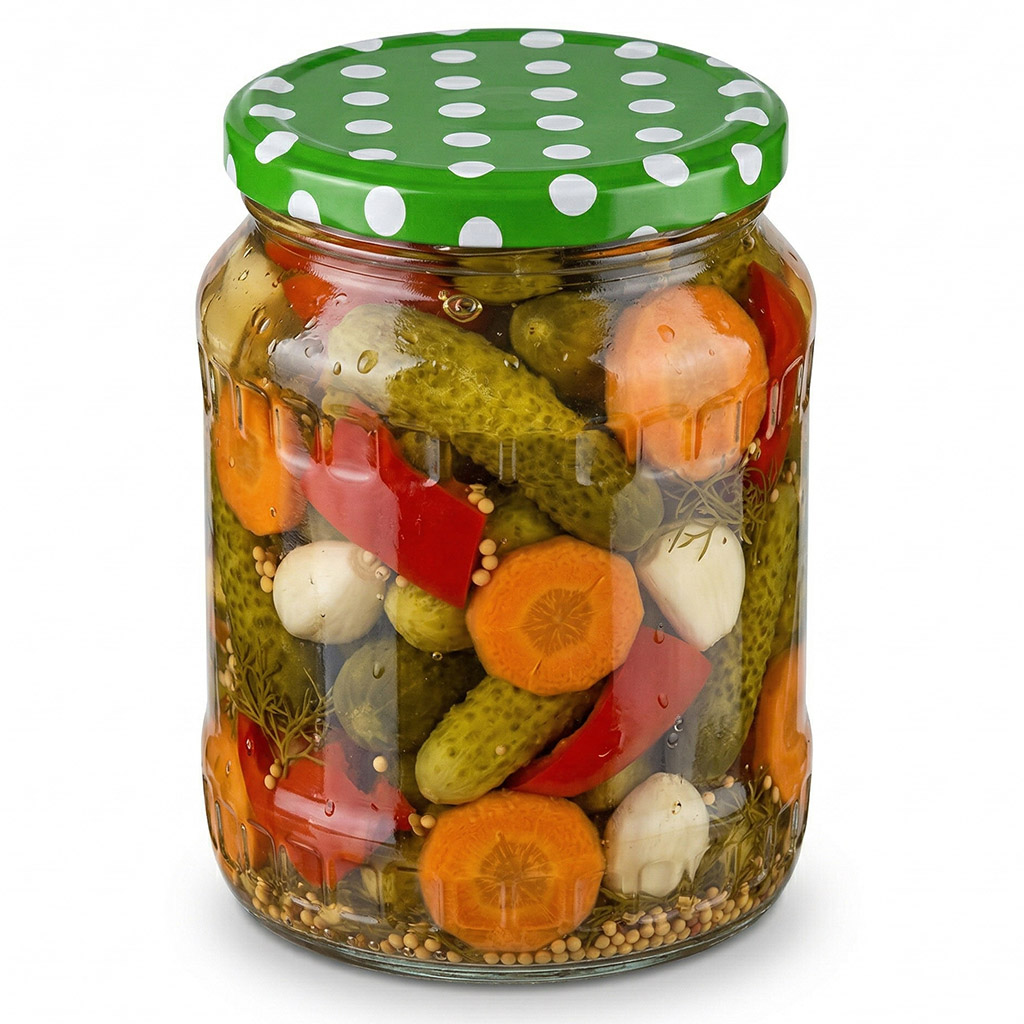 Befőttesüveg tető TO 82 - Pöttyös - zöld