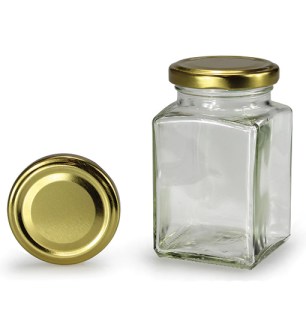Négyszögletes üveg arany tetővel 260 ml (TO 58)
